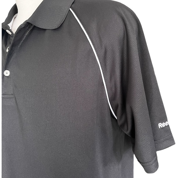 Reebok PlayDry Black 3 Button Polo Golf Shirt XL - Picture 4 of 6